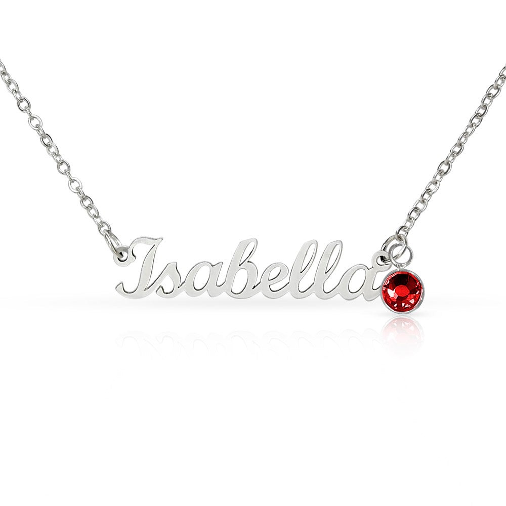 Testing Custom Name Necklace with Birthstone