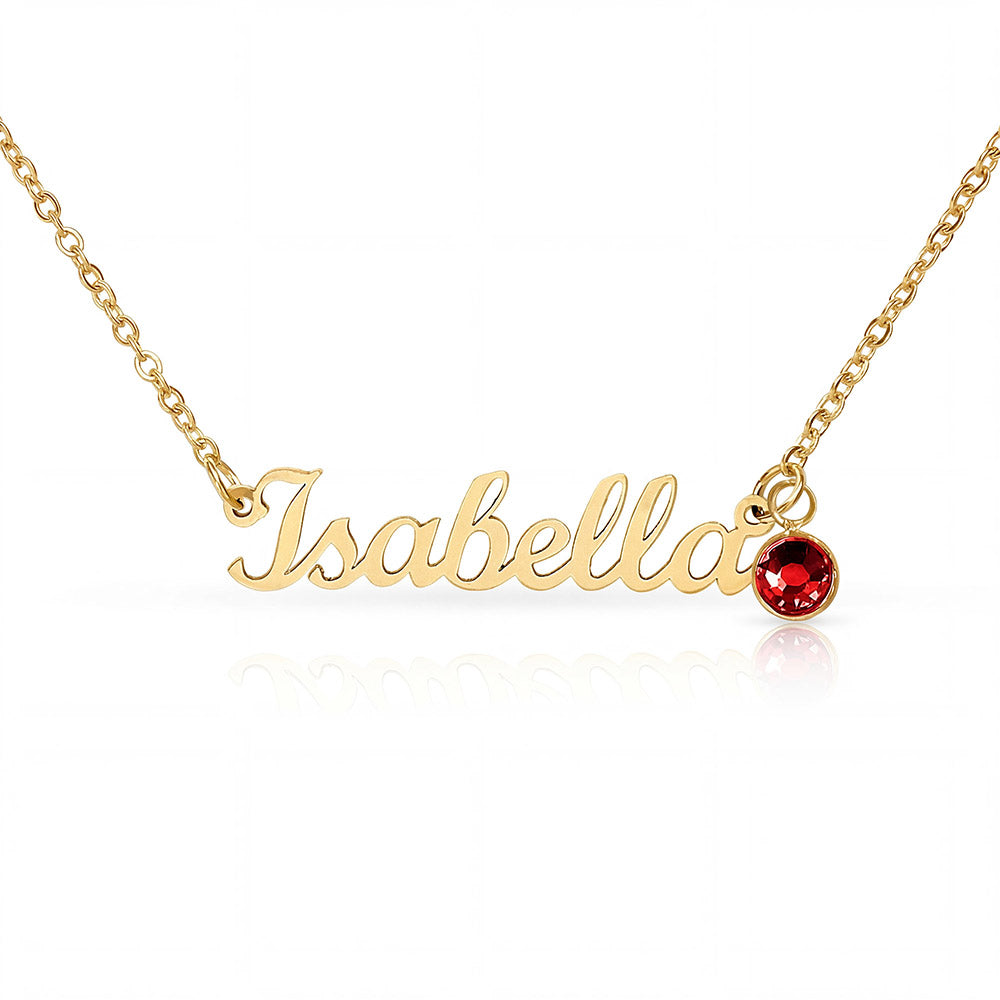 Testing Custom Name Necklace with Birthstone