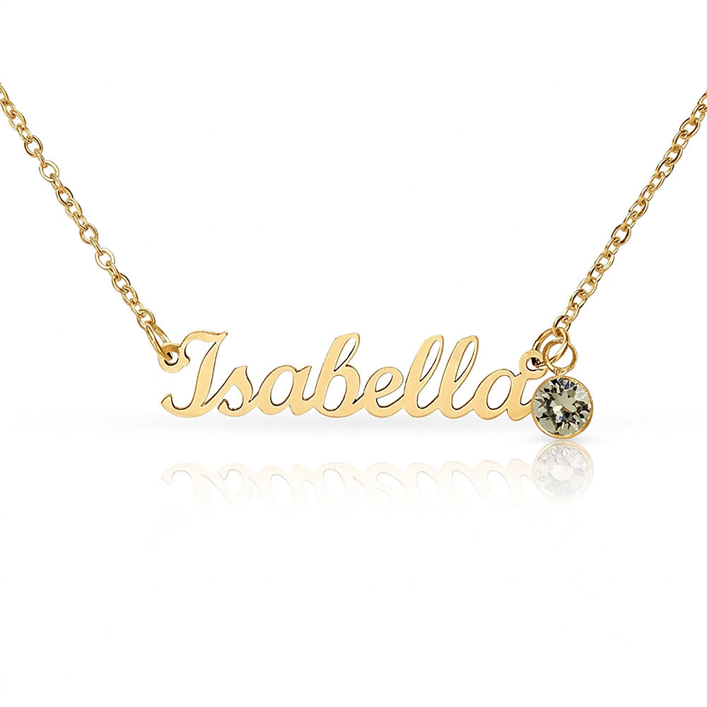 Testing Custom Name Necklace with Birthstone