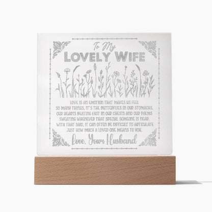 Engraved Acrylic Test 14-To My Lovely Wife Love Is An Emotion