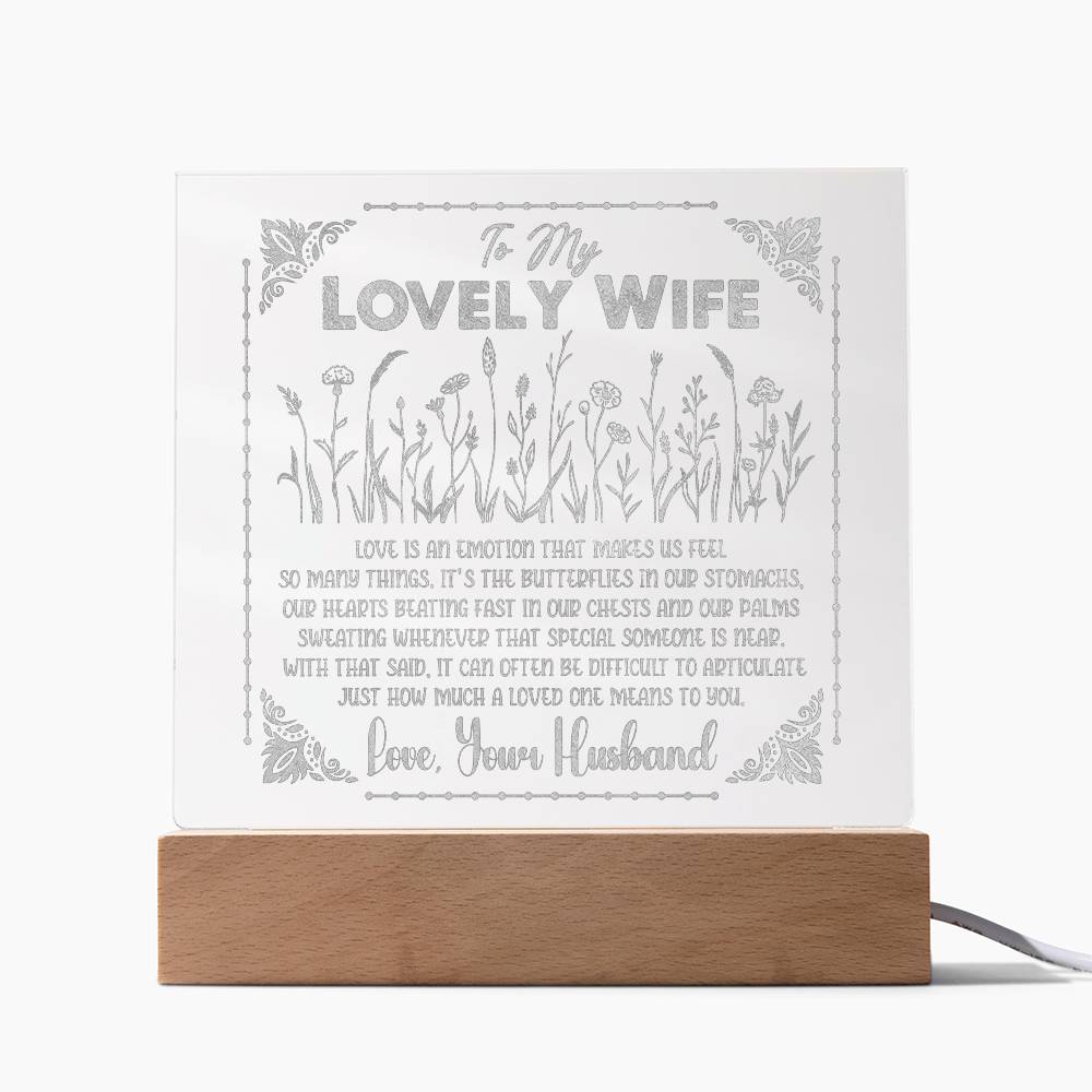 Engraved Acrylic Test 14-To My Lovely Wife Love Is An Emotion
