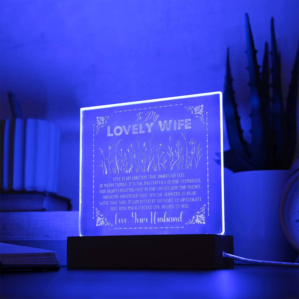 Engraved Acrylic Test 14-To My Lovely Wife Love Is An Emotion