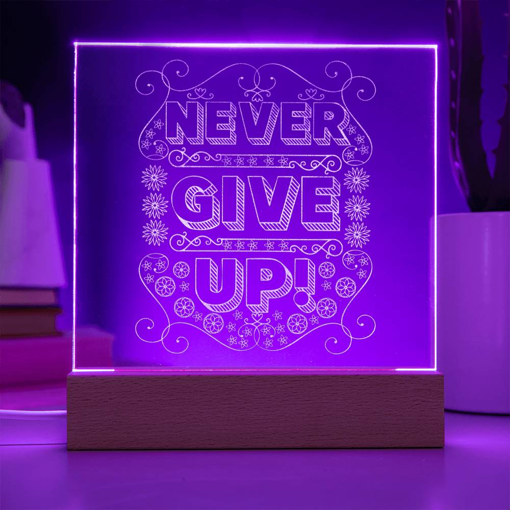 Engraved Acrylic Test 20-Never Give Up