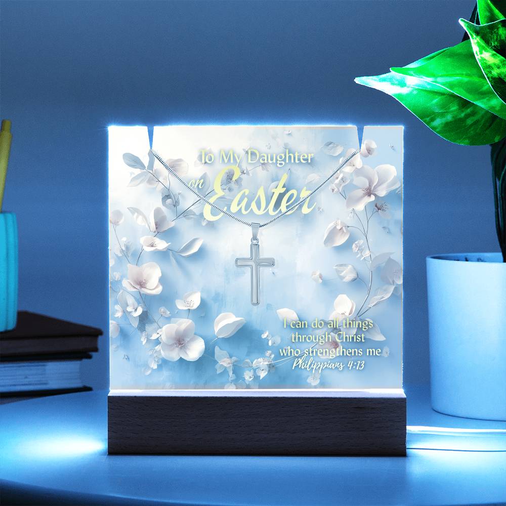 Keepsake Acrylic and Artisan Cross Necklace Sample