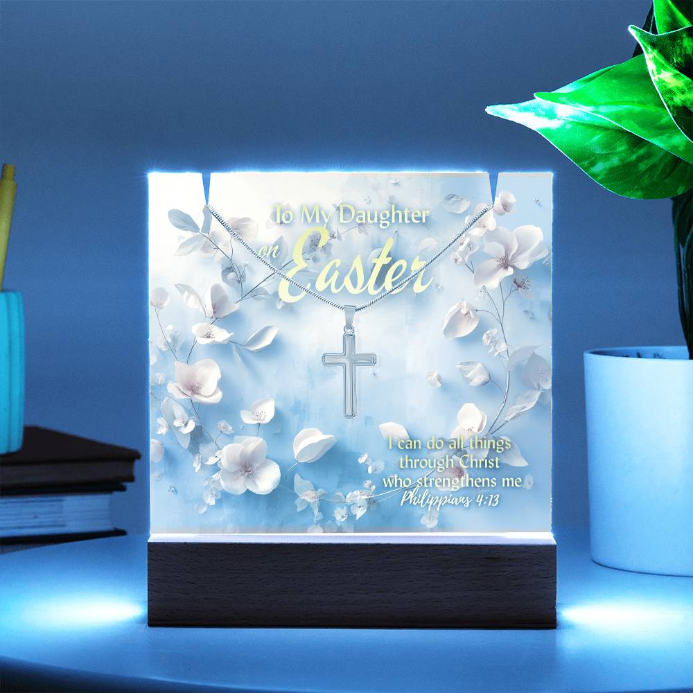 Keepsake Acrylic and Artisan Cross Necklace Sample