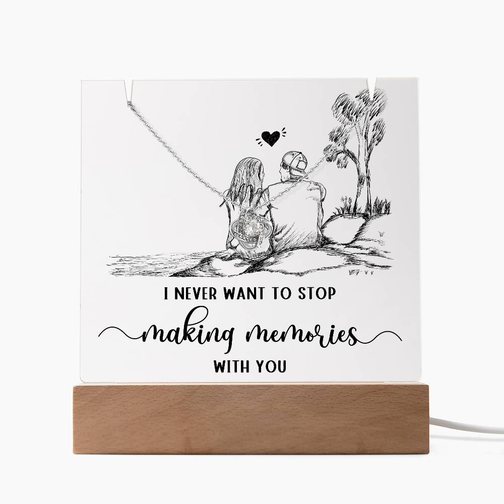 Testing Love Knot Necklace + Square Acrylic Plaque