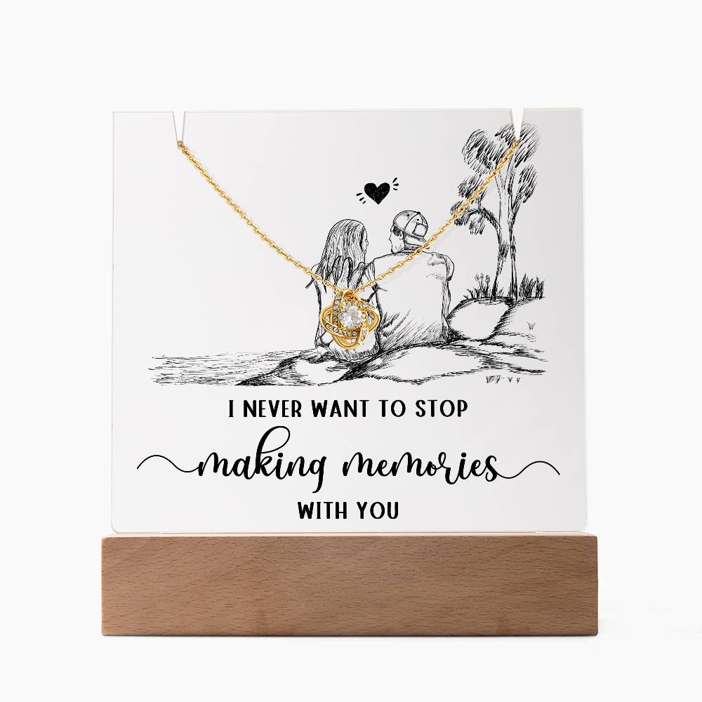 Testing Love Knot Necklace + Square Acrylic Plaque