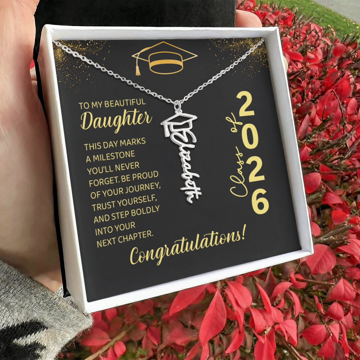 GRADUATION NAME NECKLACE TO DAUGHTER