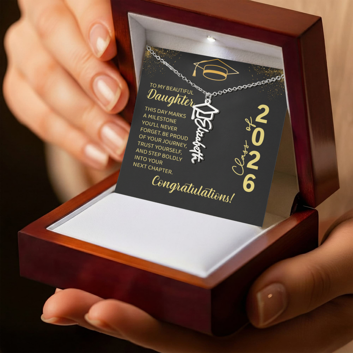 GRADUATION NAME NECKLACE TO DAUGHTER