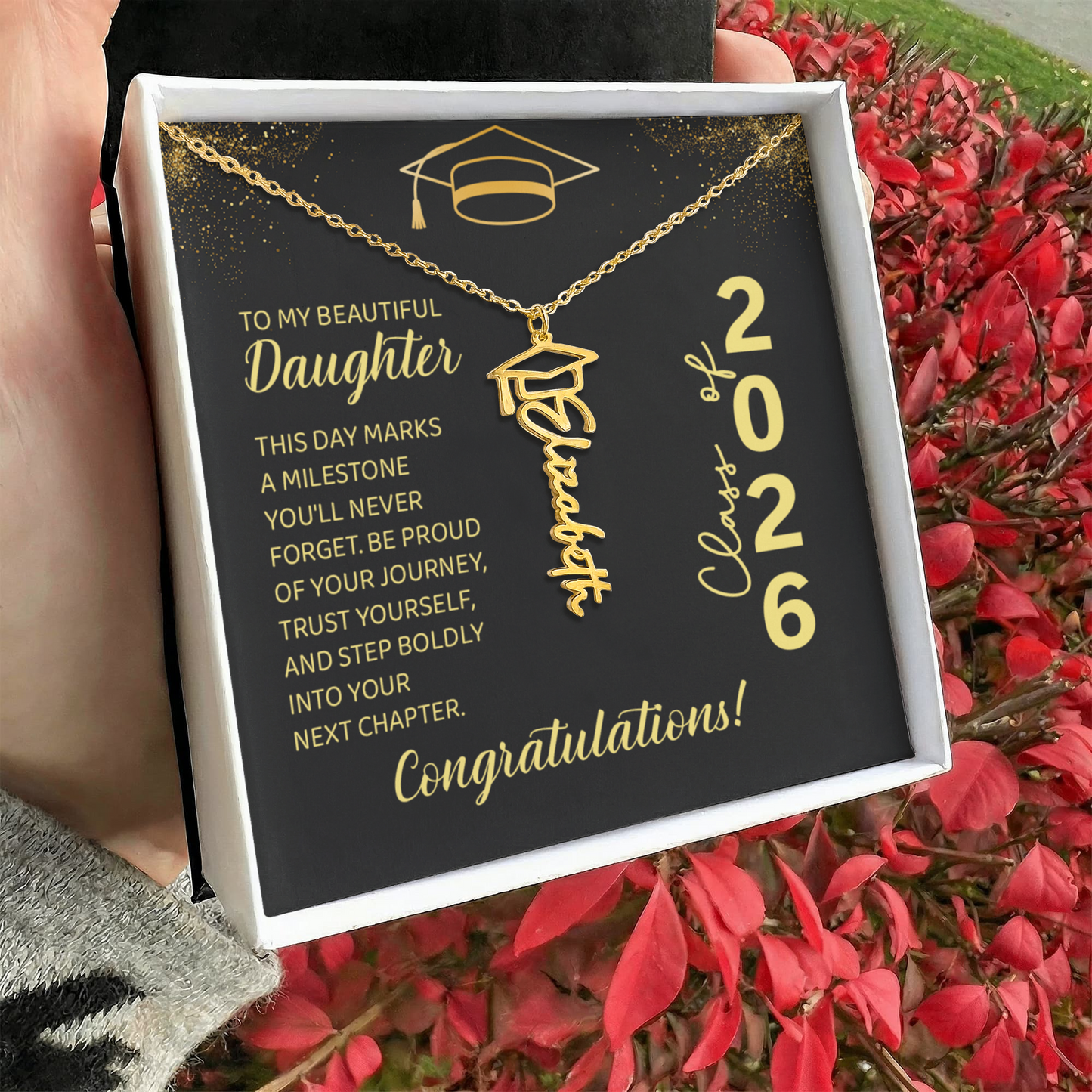 GRADUATION NAME NECKLACE TO DAUGHTER