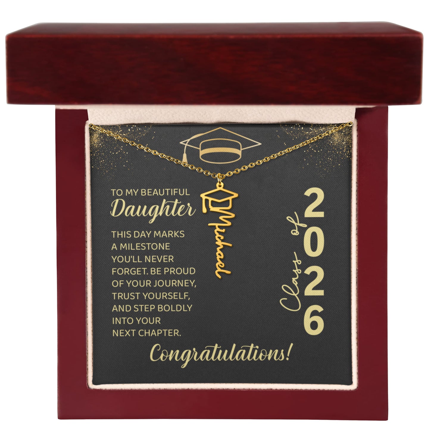 GRADUATION NAME NECKLACE TO DAUGHTER