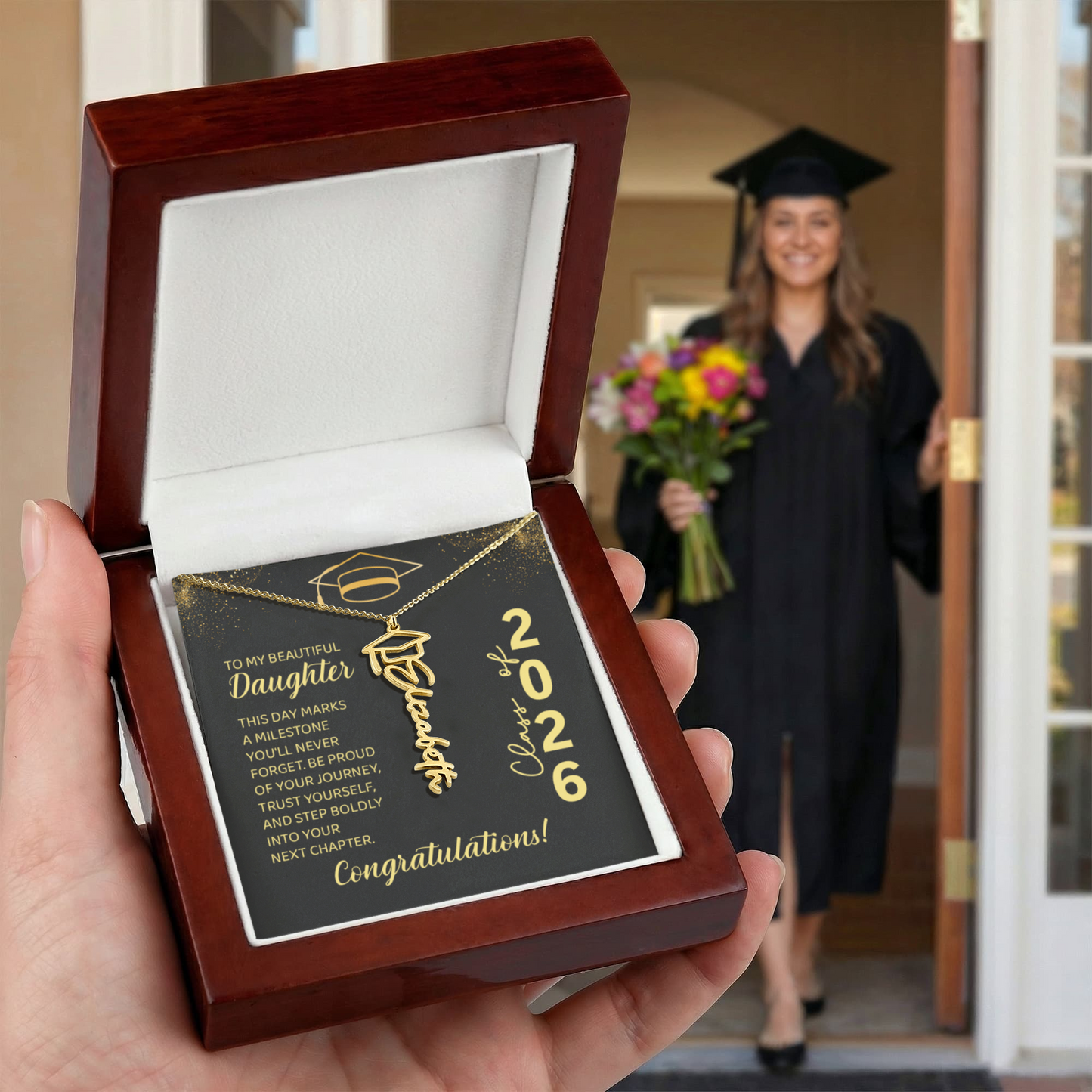 GRADUATION NAME NECKLACE TO DAUGHTER