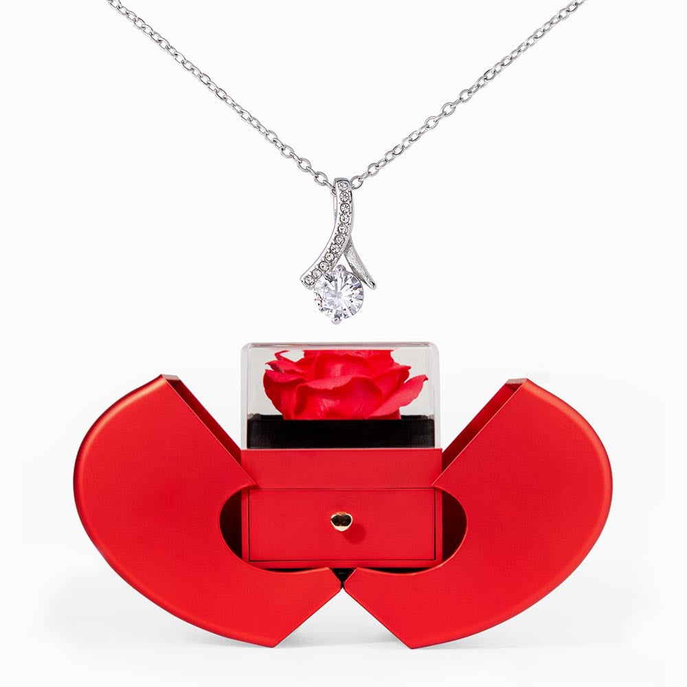 Testing Alluring Beauty Necklace w/ Red Heart Rose Box NOMC 9.25
