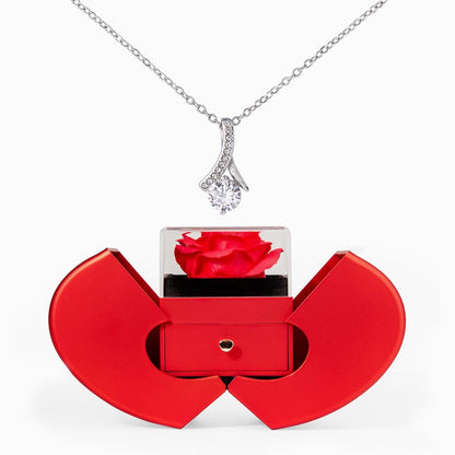 Testing Alluring Beauty Necklace w/ Red Heart Rose Box NOMC 9.25