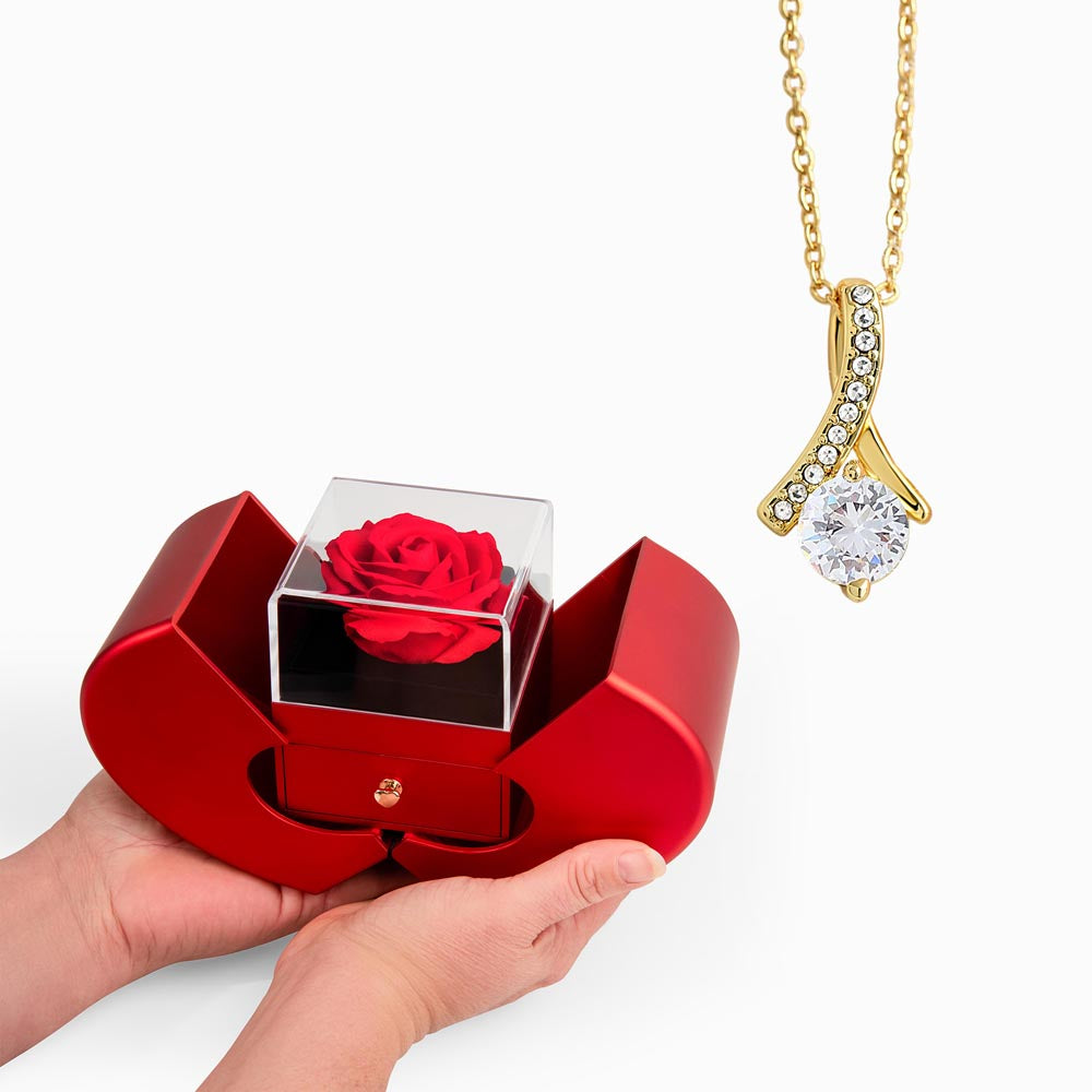 Testing Alluring Beauty Necklace w/ Red Heart Rose Box NOMC 9.25