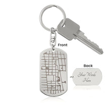 Load image into Gallery viewer, testing Map Dog Tag Keychain
