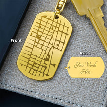 Load image into Gallery viewer, testing Map Dog Tag Keychain
