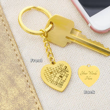 Load image into Gallery viewer, Testing Engraved Map Heart Keychain
