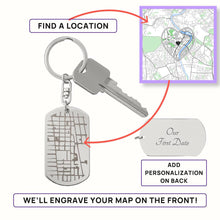 Load image into Gallery viewer, testing Map Dog Tag Keychain
