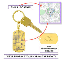 Load image into Gallery viewer, testing Map Dog Tag Keychain
