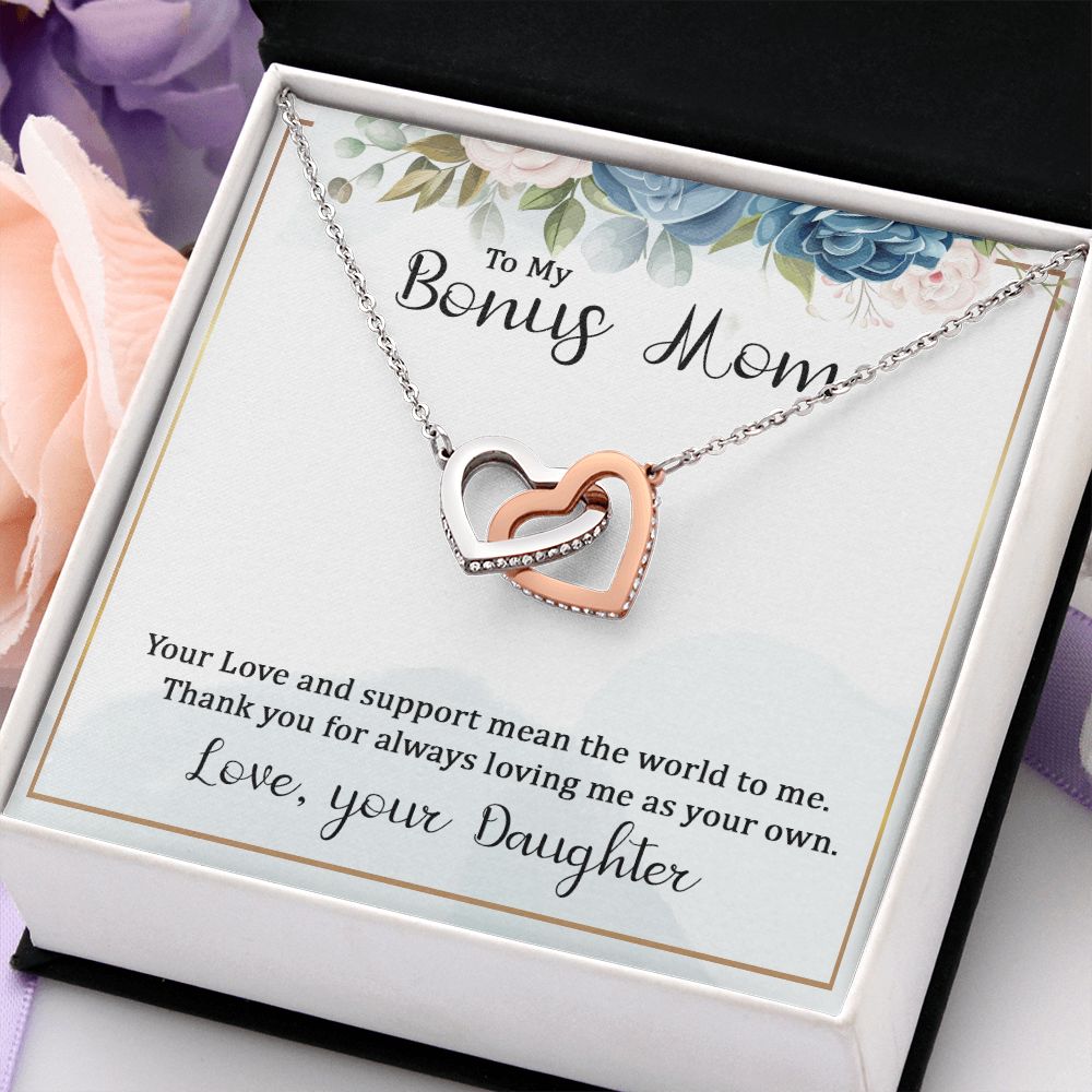 To My Bonus Mom from Daughter Interlocking Hearts