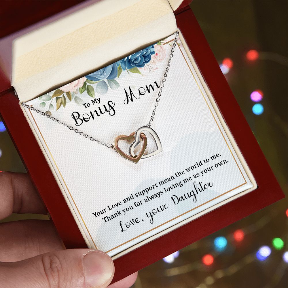 To My Bonus Mom from Daughter Interlocking Hearts