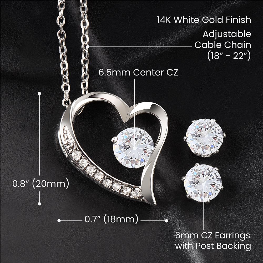 Forever Love + CZ earrings dark bg 9.28.22