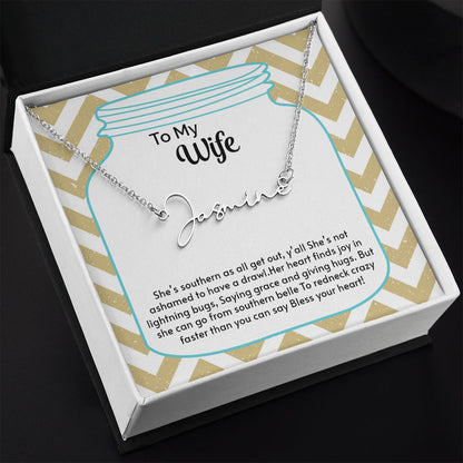 testing signature name necklace "T"